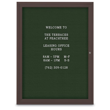 United Visual Products 60"x36" 2-Door Enclosed Outdoor Letterboard, Green Felt/Bronze UV1162D-BRONZE-GREEN